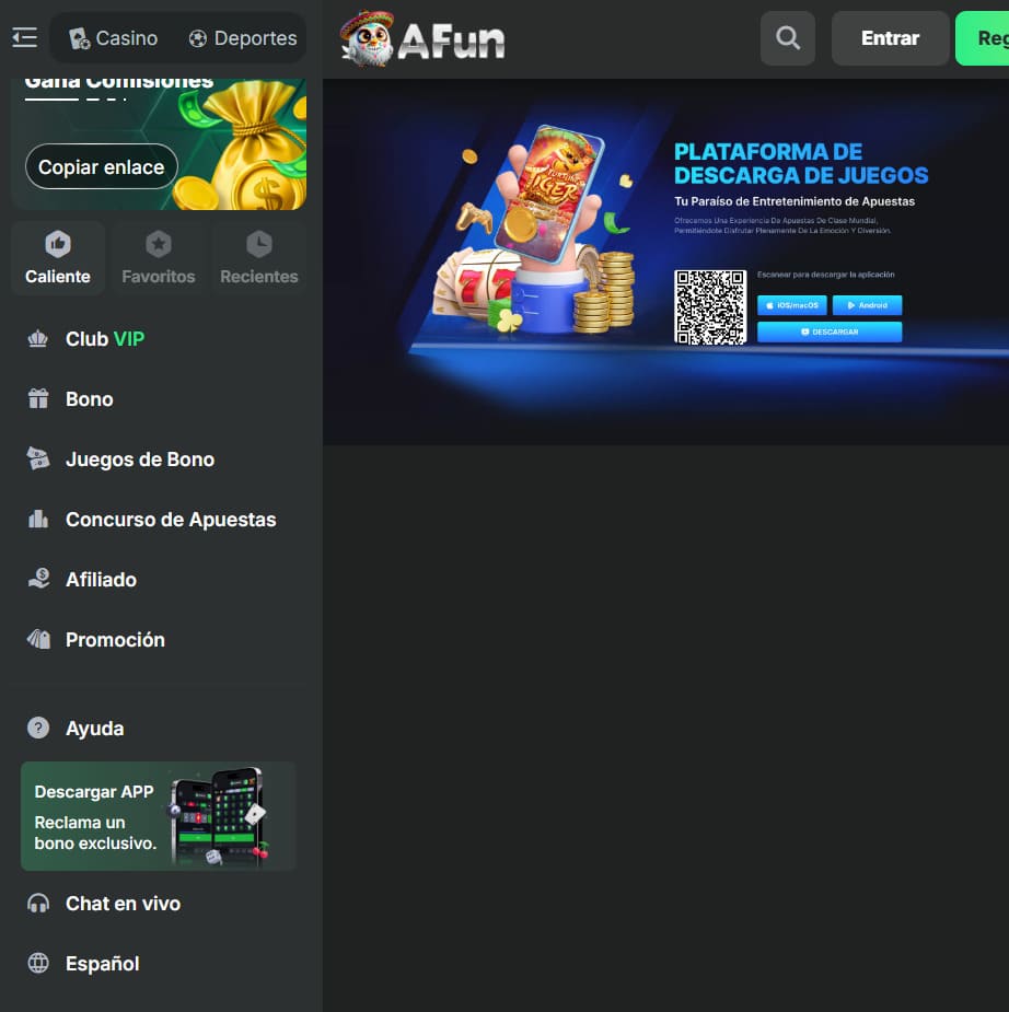 Juegos móviles Afun Casino México