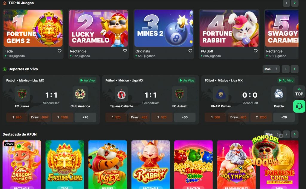 Métodos de pago Afun Casino México