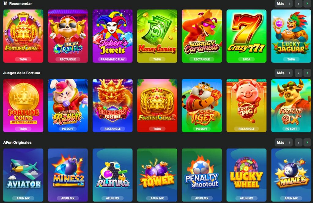 Juegos móviles en Afun Casino México
